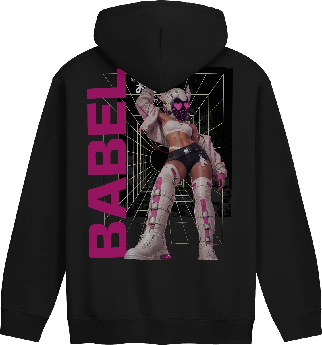 B-M0 1.0 hoodie in black, BABEL back print